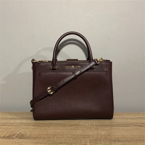 gibson leather satchel michael kors brandy colored|MICHAEL Michael Kors Gibson Leather Satchel .